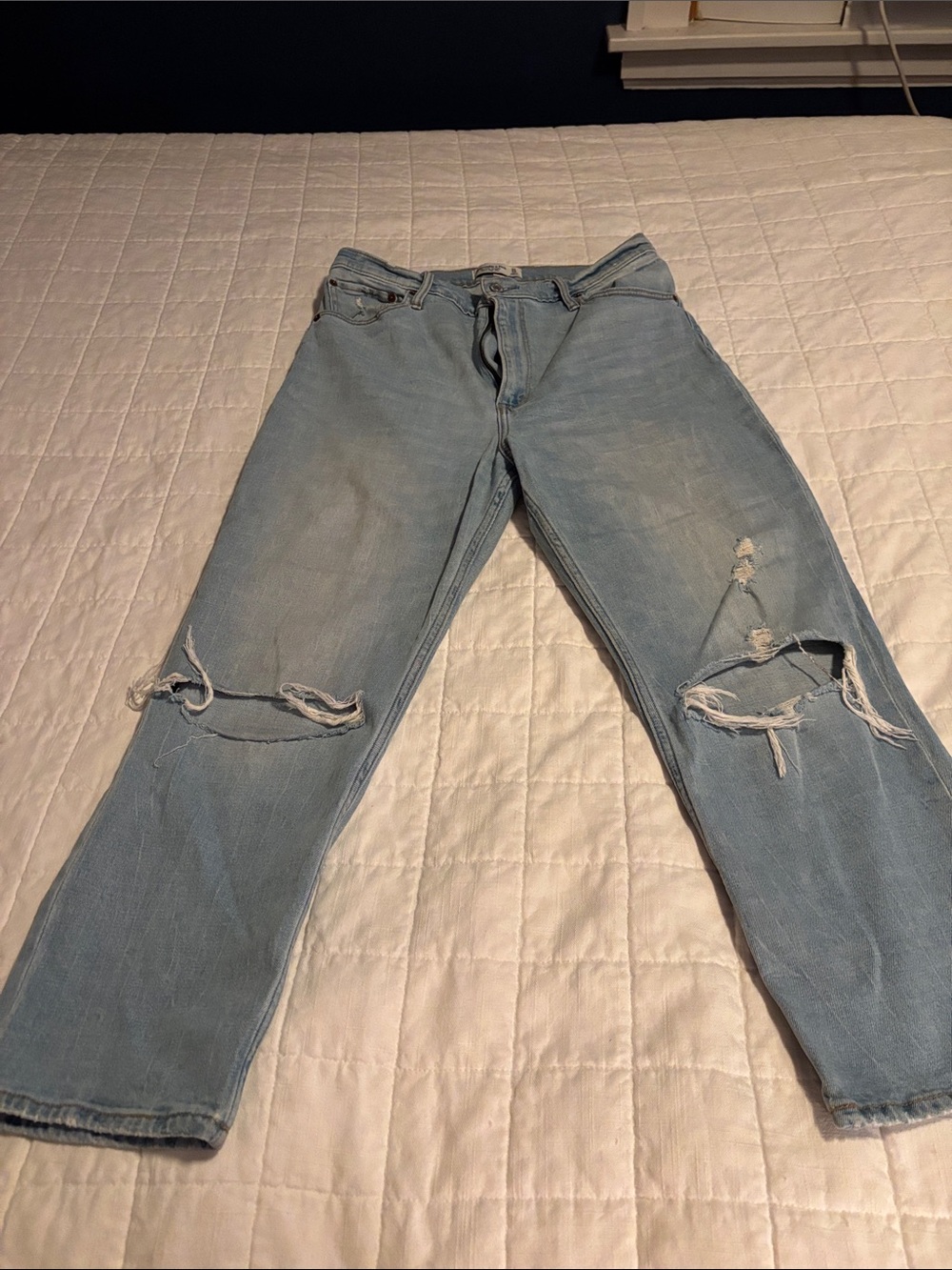 Abercrombie & Fitch Light Blue Straight Ripped Jeans
